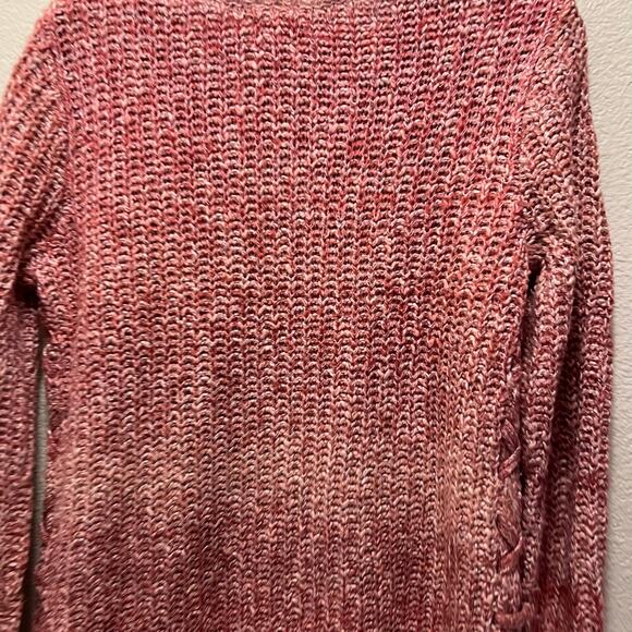 Lucky Brand Rose Pink Cotton Cable Knit Braided Sides Sweater Size Medium - Picture 8 of 8